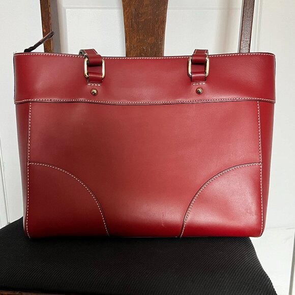Dooney & Bourke Smooth Leather Deep Red Tote - Picture 4 of 14